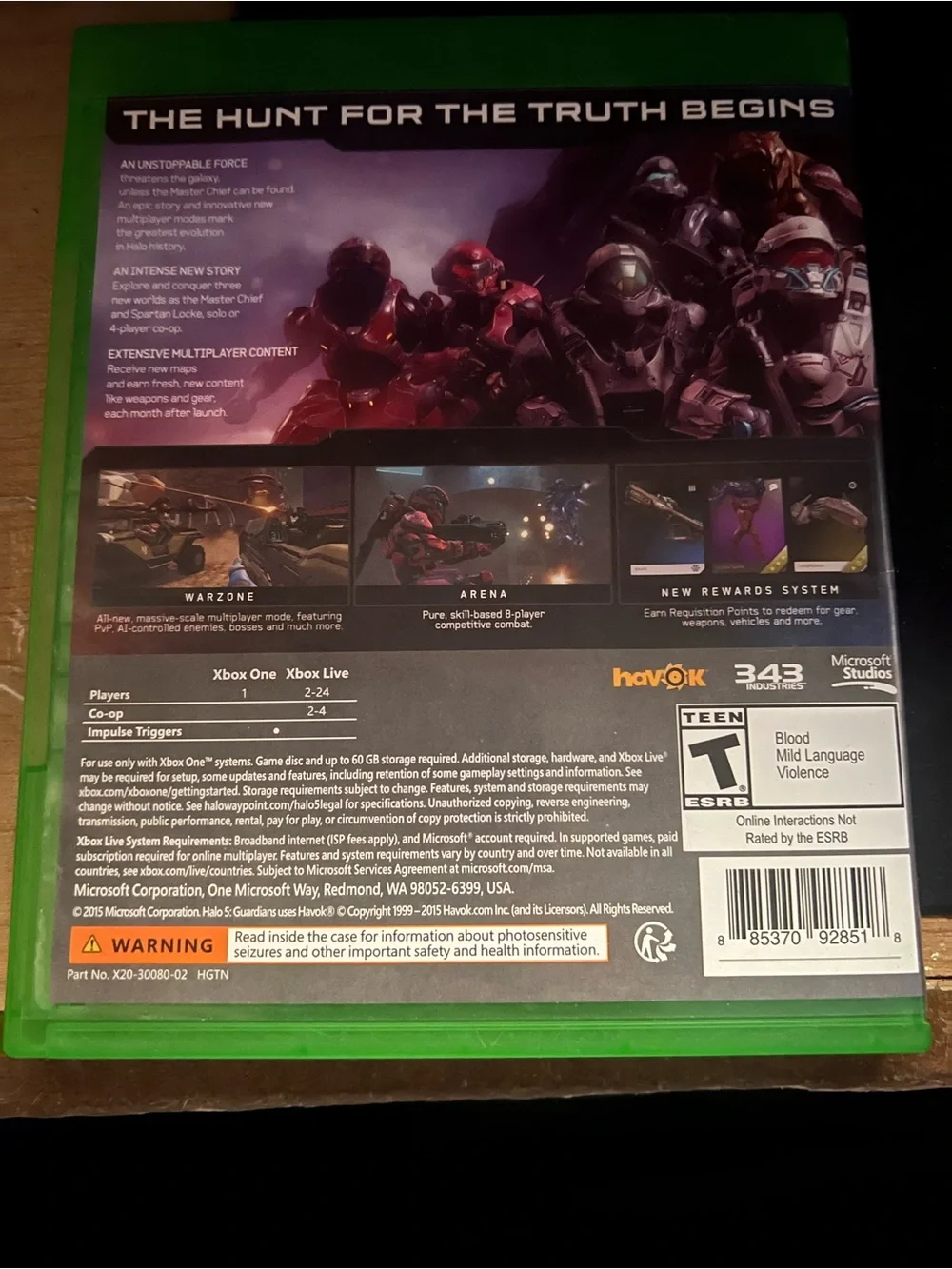 Microsoft Xbox One Game Case with Green Cover Art
